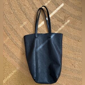 Baggu Black Leather Raw Hem Tote Bag / Made is USA